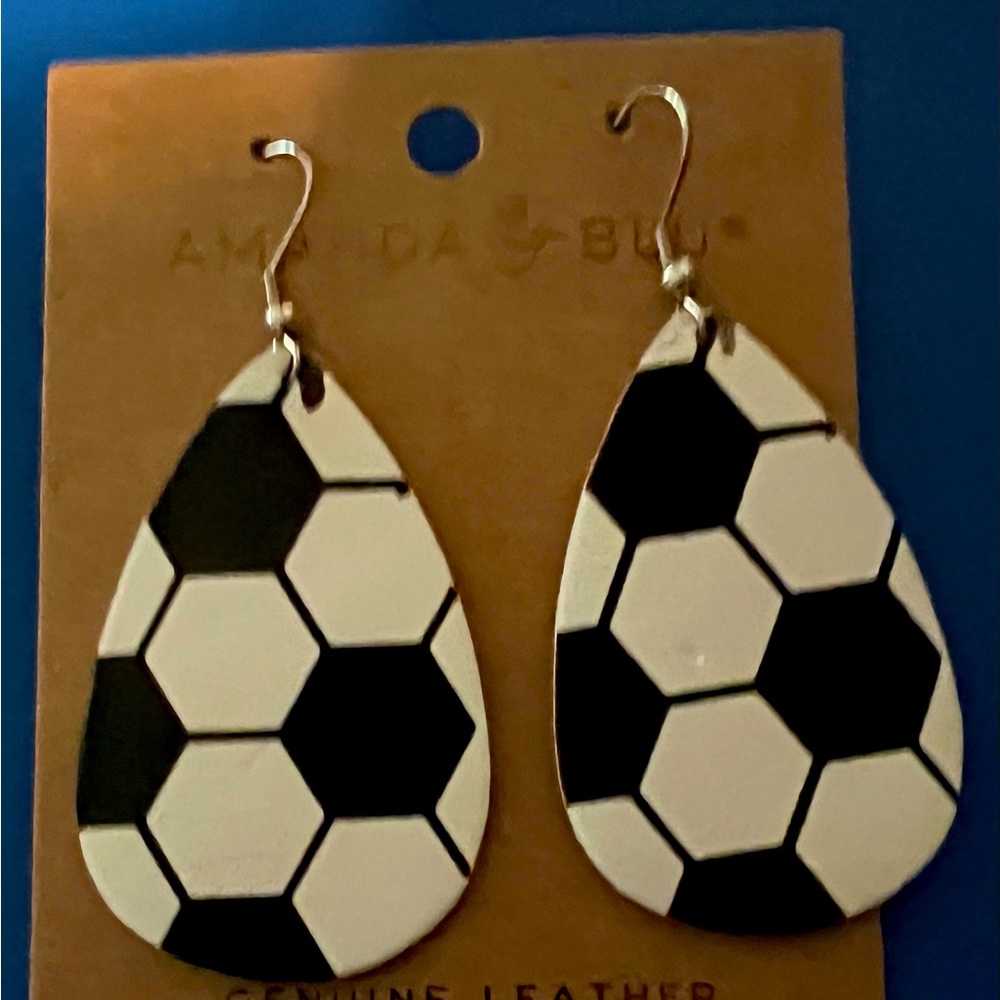 GOAL!! Genuine Leather Soccer Teardrop Earrings- NEW!
